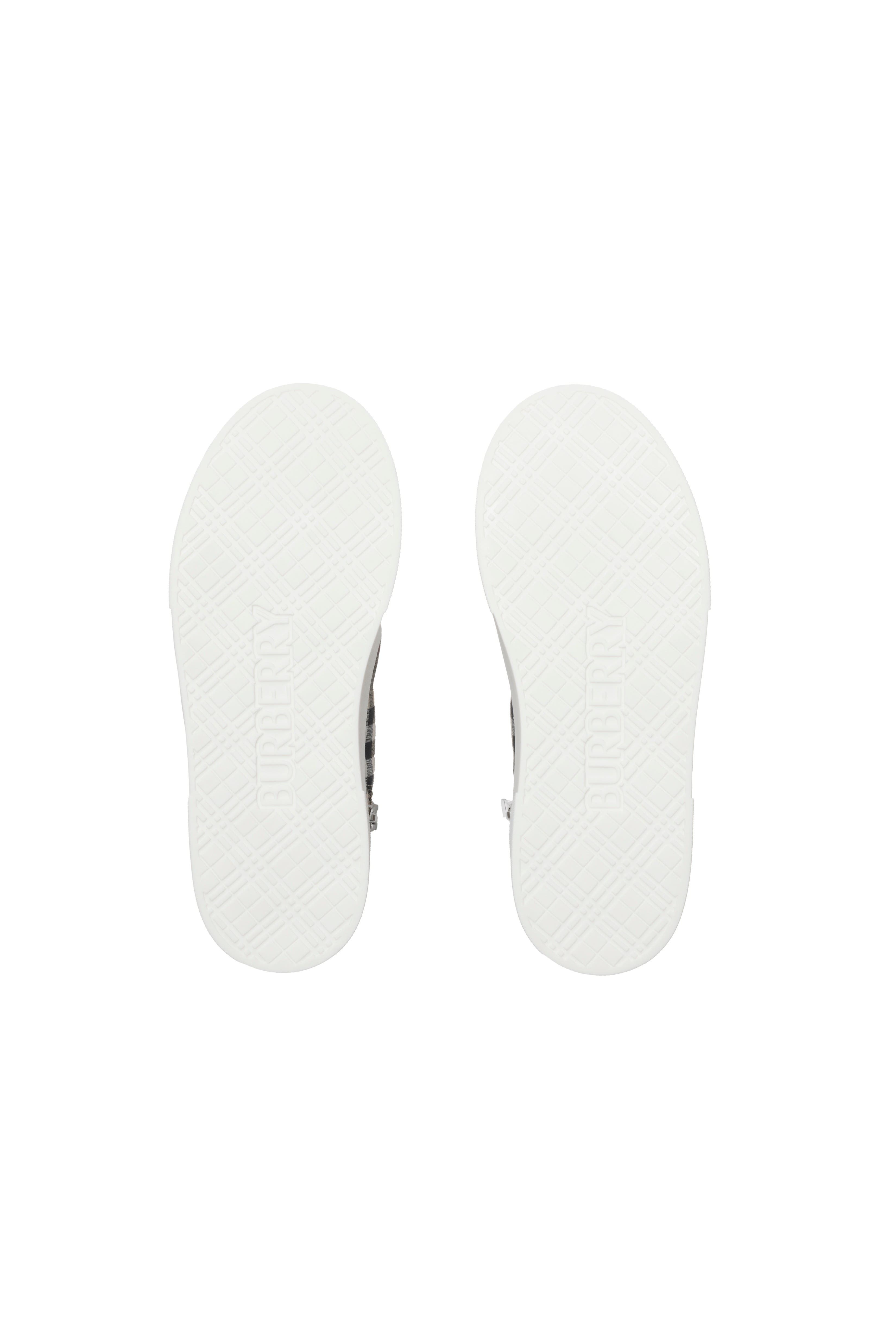 Burberry Check Cotton High-top Sneakers, Alternate, color, Sand Beige