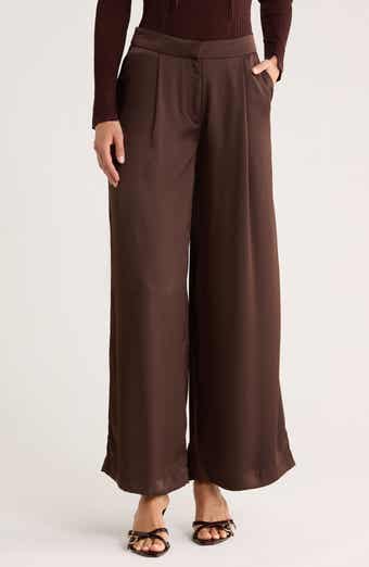 JASON WU Pleated Wide Leg Satin Pants