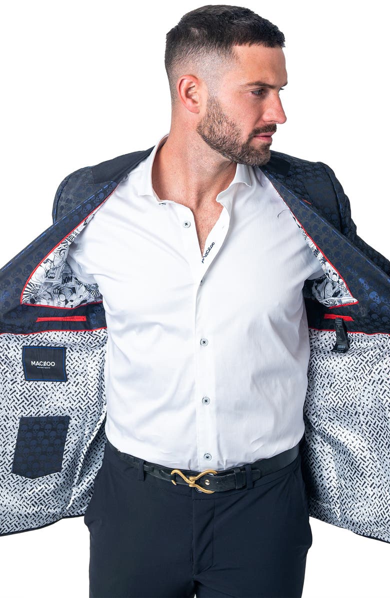 Maceoo Socrate Evo Skull Jacqurard Blazer, Alternate, color, Black