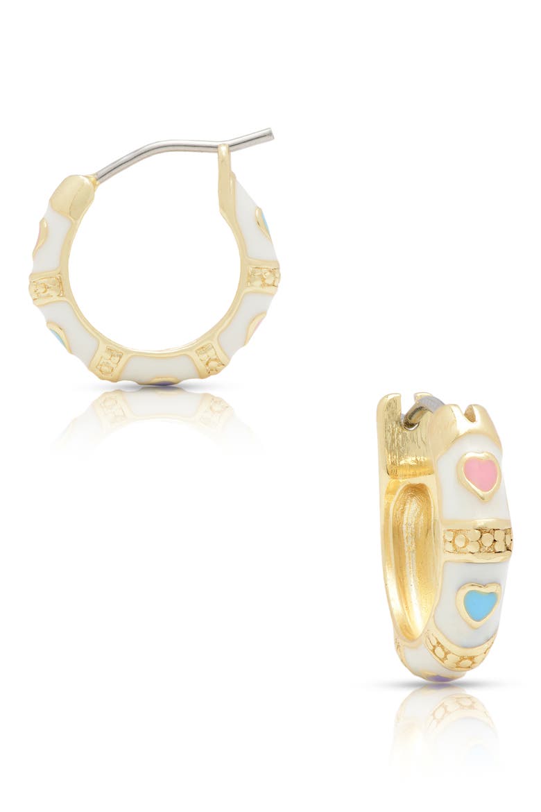 Kids' Heart Hoop Earrings, Alternate, color, WHITE