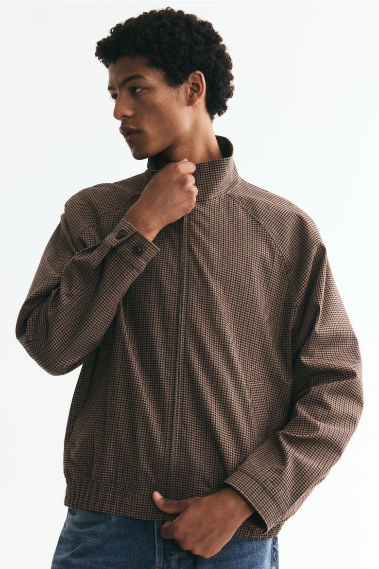 Harrington-Style Jacket, Main, color, Brown/houndstooth
