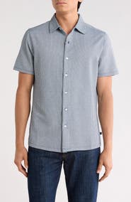Robert Barakett Wendell Short Sleeve Knit Button-Up Shirt