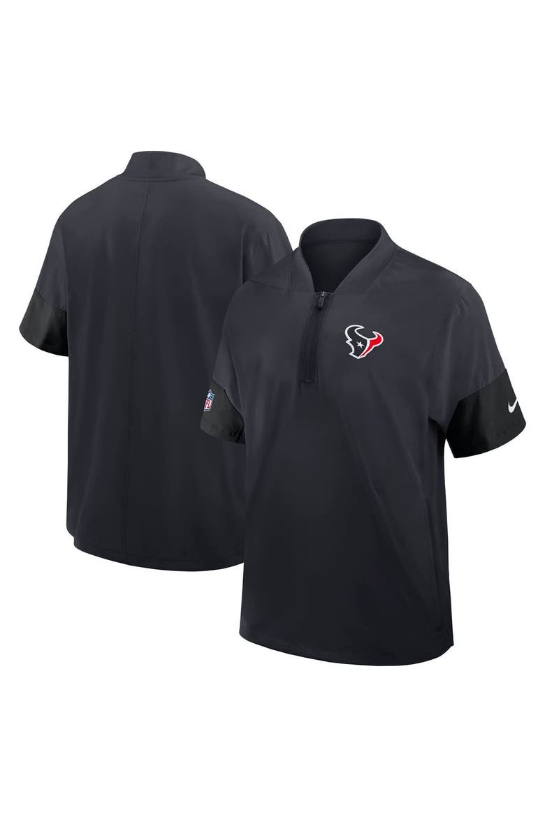 Men's Nike Navy Houston Texans Sideline Short Sleeve Quarter-Zip Performance Coach Jacket, Alternate, color, Navy