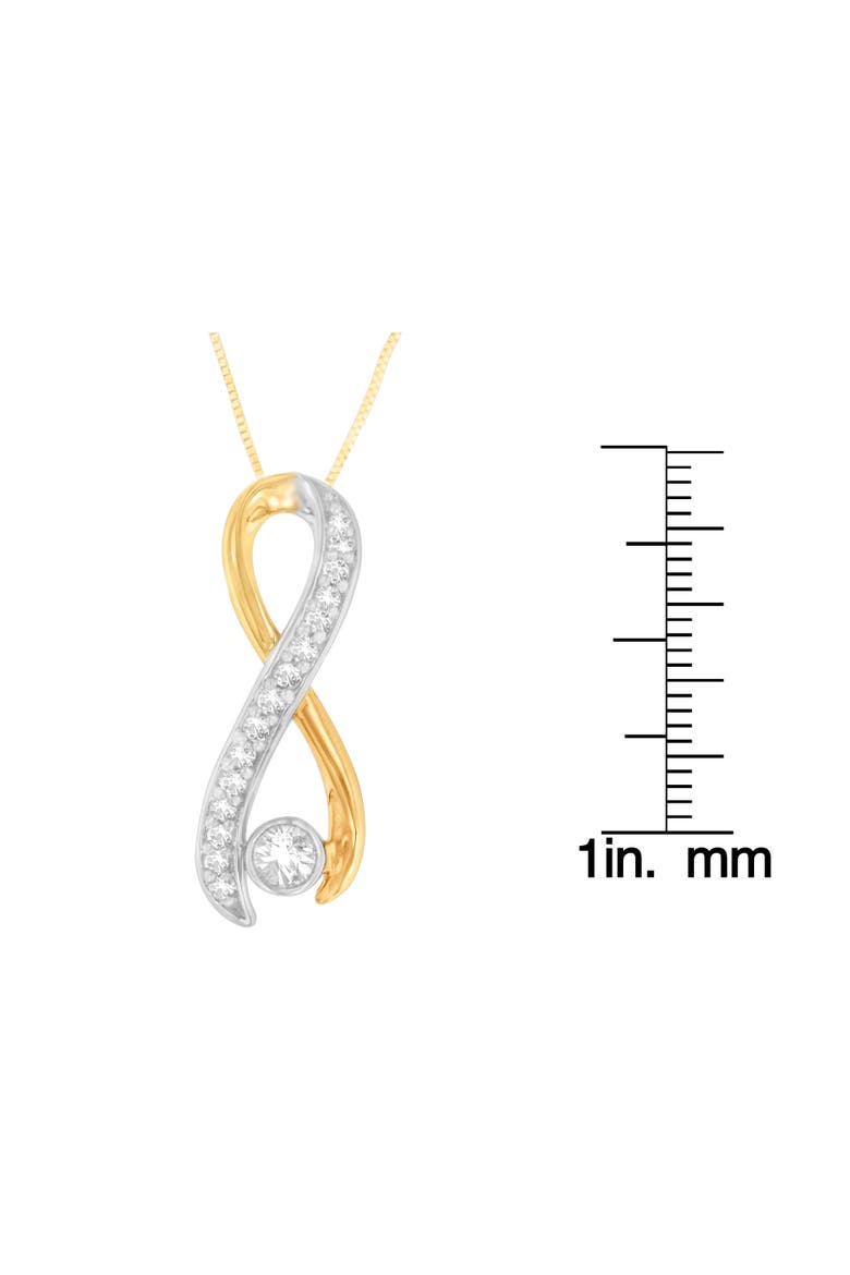 10K Two-Tone Gold 1/5 cttw Diamond Radiant Ribbon Pendant Necklace, Alternate, color, Yellow