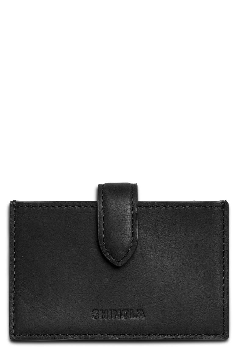 Accordion Leather Card Case, Main, color, BLACK