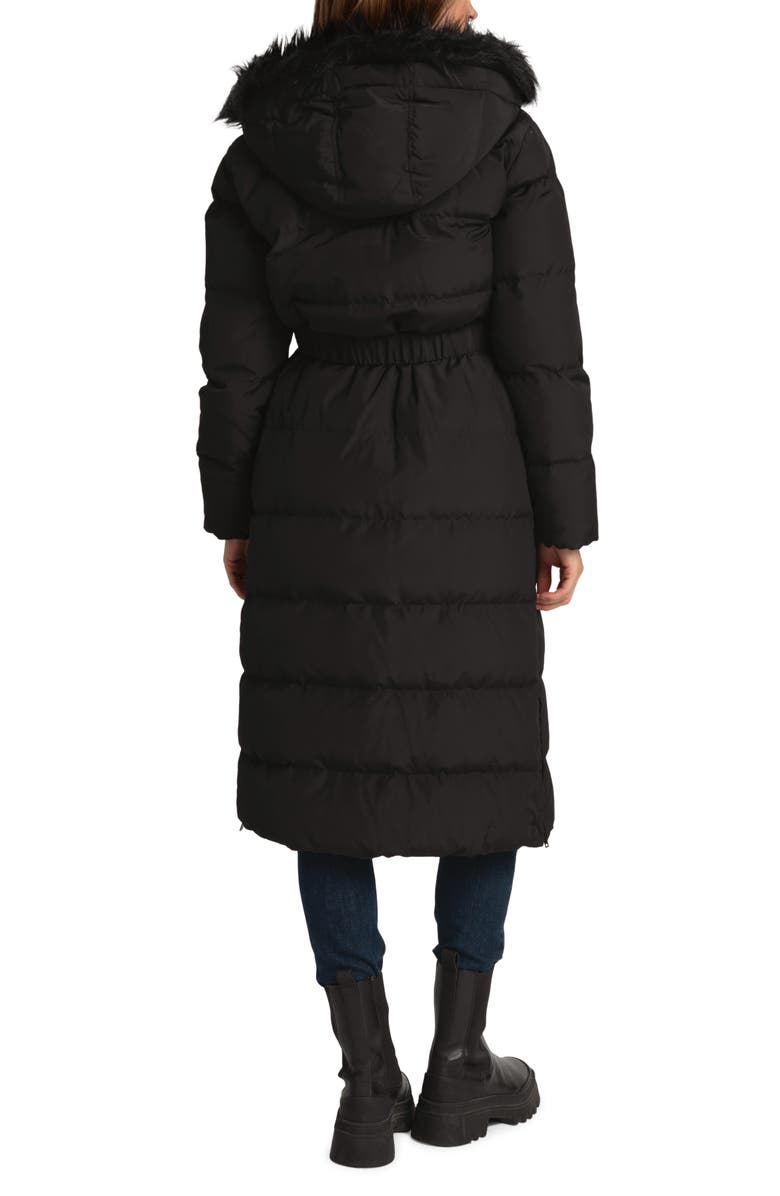 Seraphine Belted Maternity Puffer Jacket with Removable Faux Fur Trim Hood, Alternate, color,