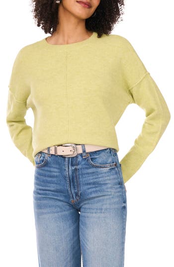 Vince Camuto Exposed Seam Crewneck Sweater In Green
