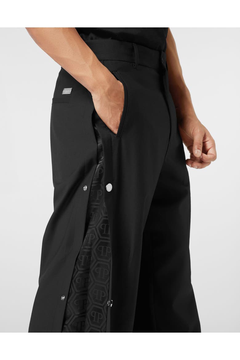 Loose Fit Trousers With Inserts Monogram Men, Alternate, color, black