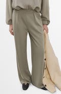 MANGO Pleated Elastic Waist Pants