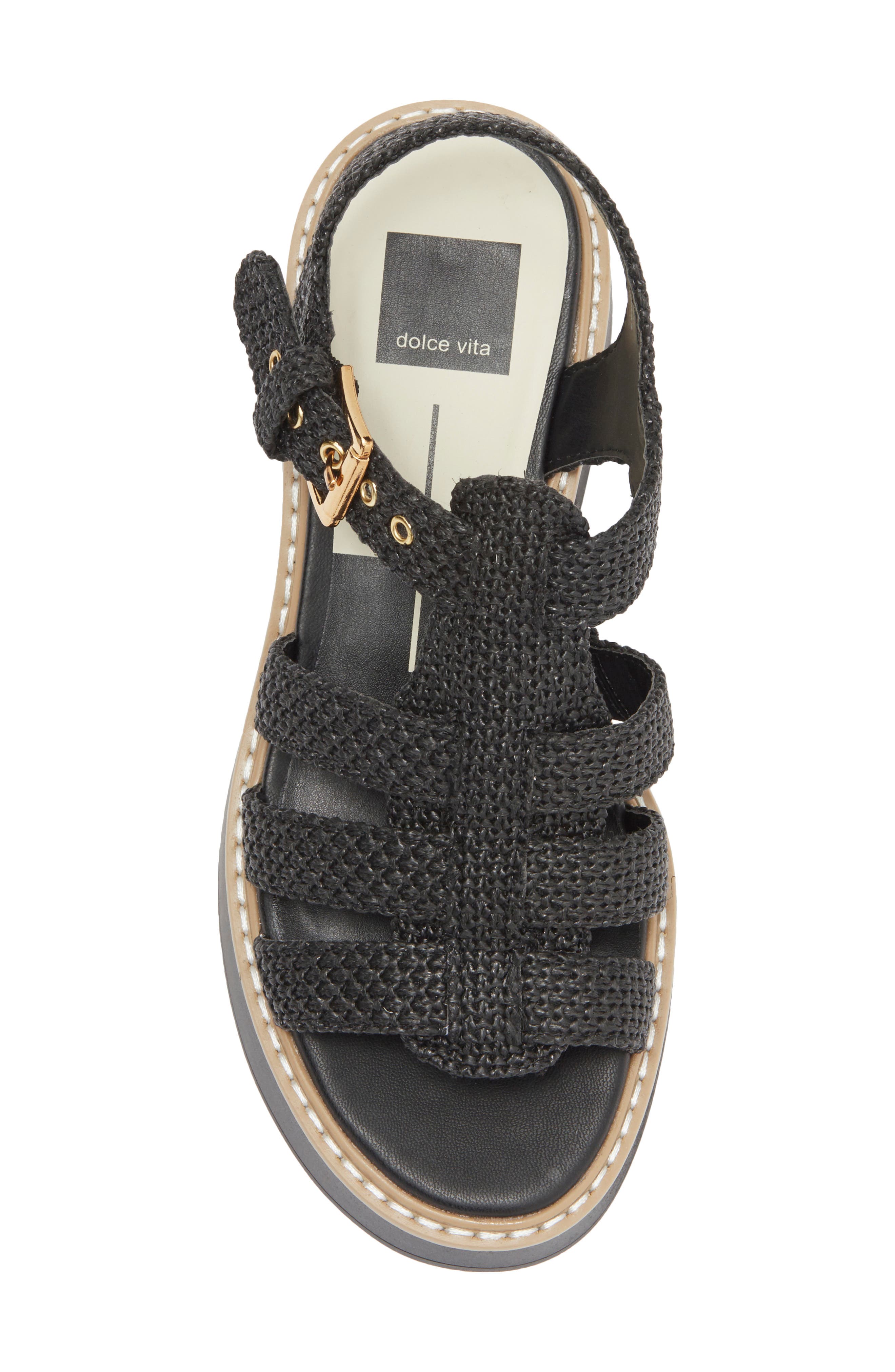 Dolce Vita Liani Platform Sandal, Alternate, color, Onyx Raffia