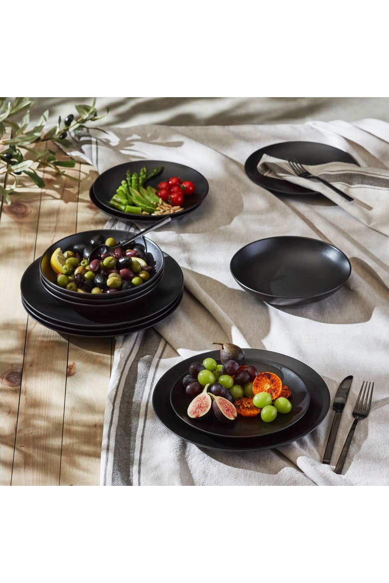 Porto by Stone Lain Semplice Stoneware 24-Piece Dinnerware Set, Alternate, color, Black Matte