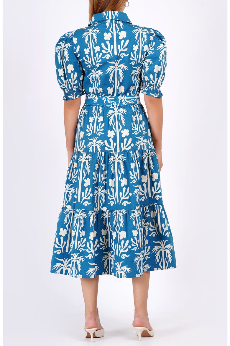Octavia Puff Sleeve Shirt Dress, Alternate, color, Palm Fields Mykonos Blue