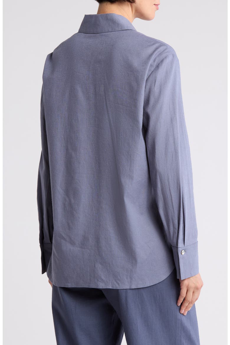 Relaxed Fit Linen Blend Button-Up Shirt, Alternate, color, IRIS WATER