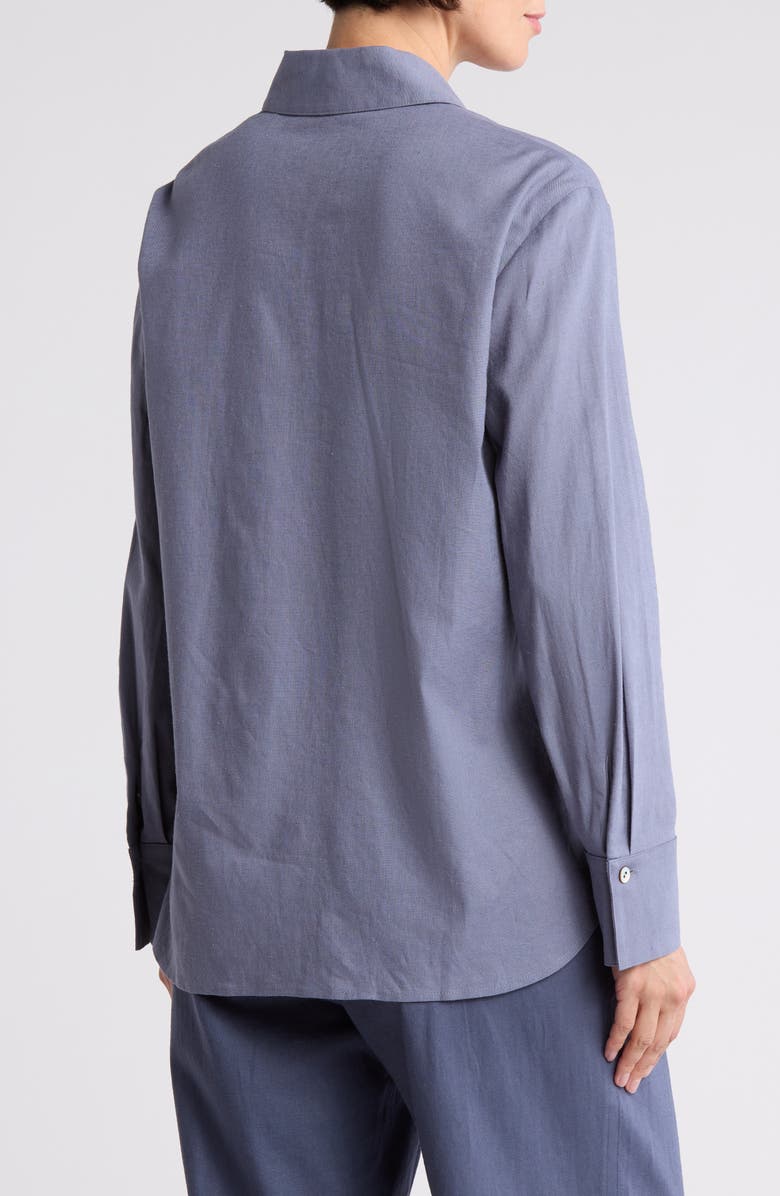 Vince Relaxed Fit Linen Blend Button-Up Shirt, Alternate, color, Iris Water