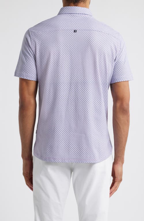 Stone Rose Oval Geo Performance Short Sleeve Button-up Shirt In Med Pink