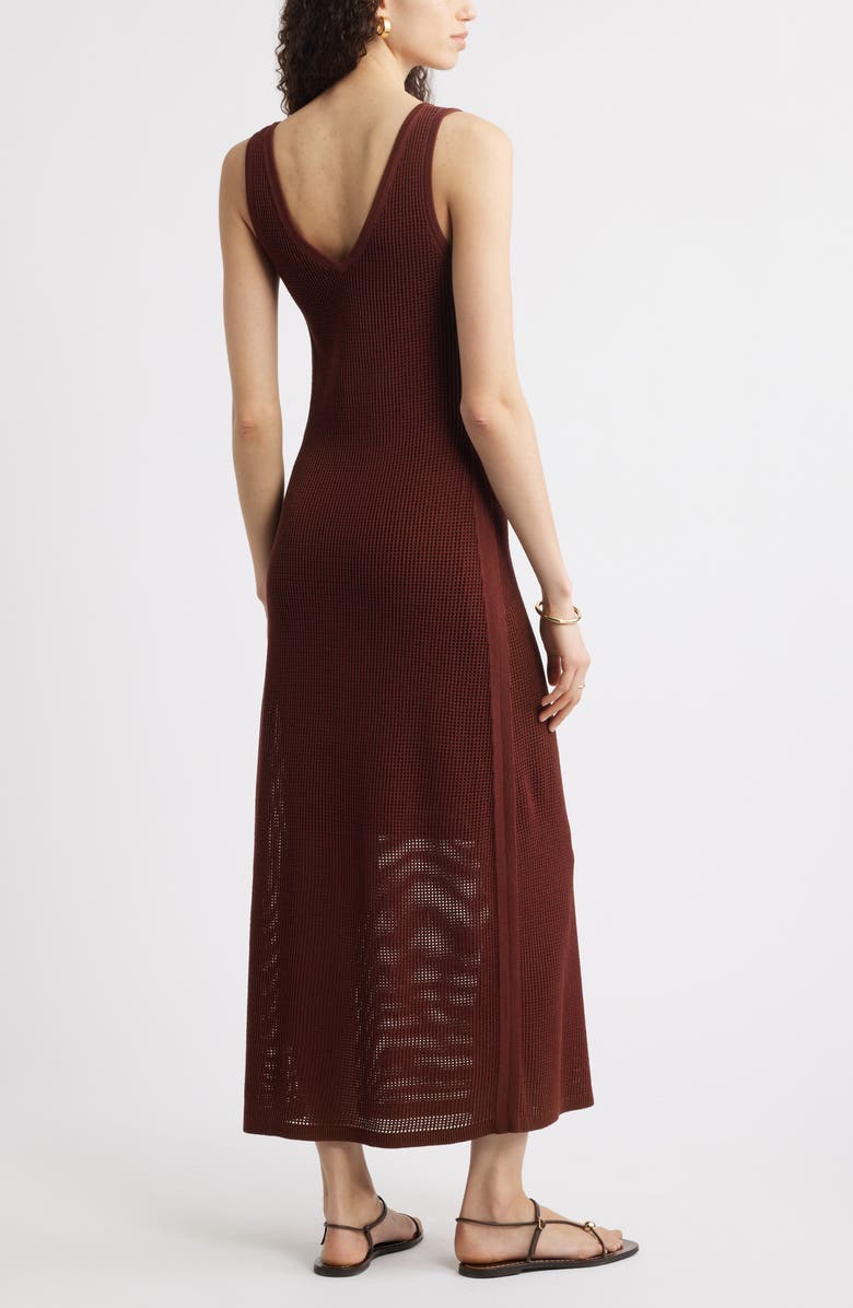 Nordstrom Sleeveless Open Stitch Maxi Sweater Dress, Alternate, color, Brown Raisin