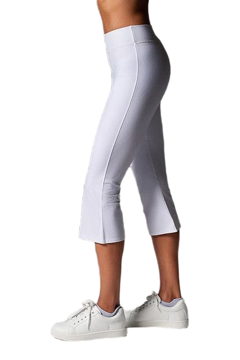 High Waisted Crop Flare Legging, Alternate, color, WHITE FLORAL