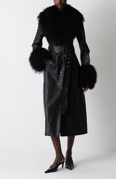 Stand Studio Monica Lambskin & Genuine Shearling Coat | Nordstrom