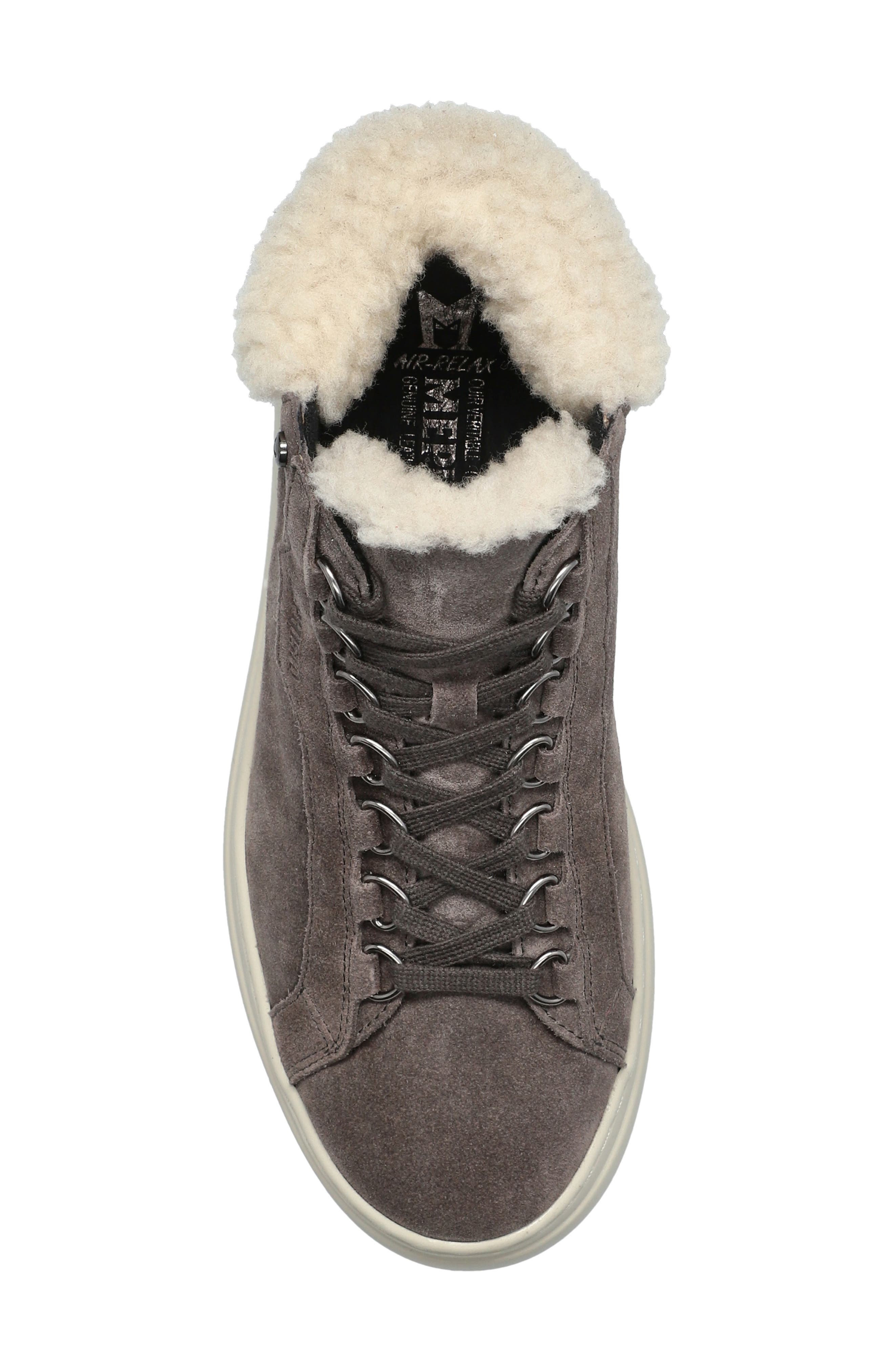 Dolie Genuine Shearling Lace-Up Sneaker, Alternate, color, DARK GREY VL3652