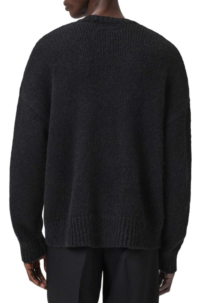 AllSaints Stoke Logo Crewneck Sweater, Alternate, color, Black/ Ecru White