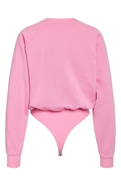 Shop Noisy May Arya Cotton Blend Sweatshirt Bodysuit In Bonbon