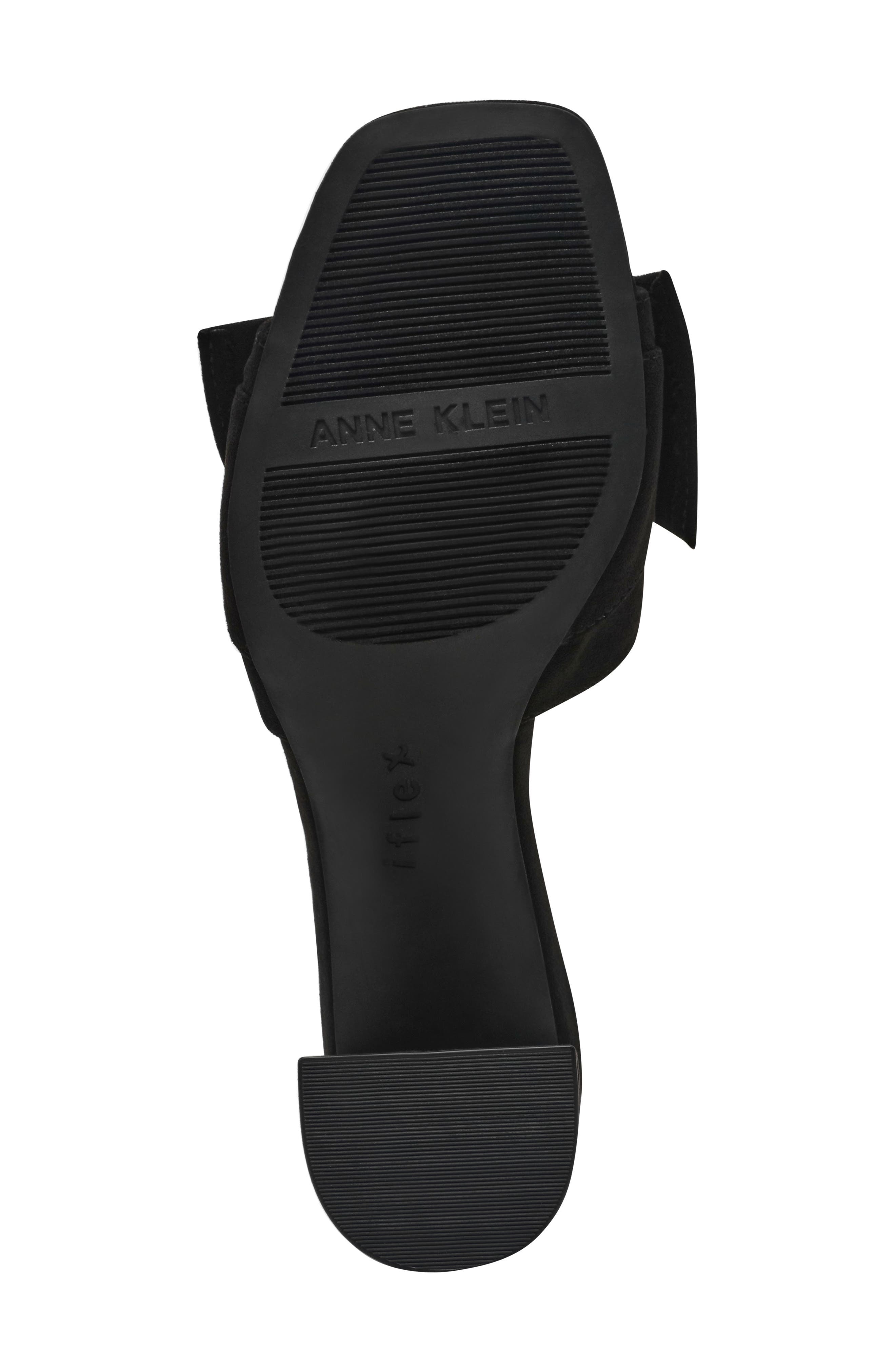 Anne Klein Kizmet Bow Slide Sandal, Alternate, color, Black Suede
