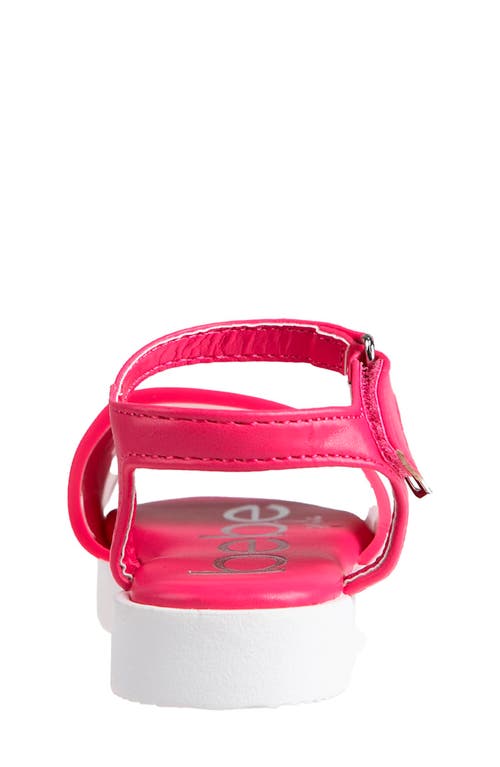 Bebe Little Girls Flat With Rhinestone Dangle Charm Sandals In Fuchsia