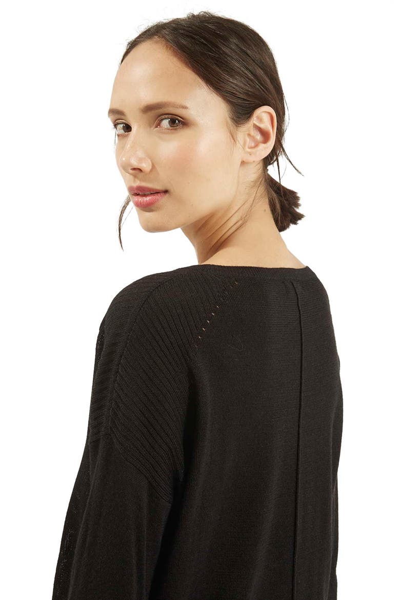 Rib Panel Sweater, Alternate, color, BLACK