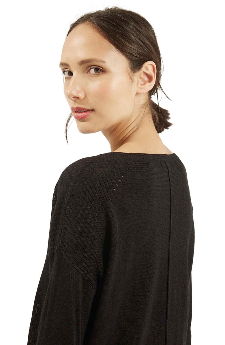 Topshop Rib Panel Sweater, Alternate, color, 