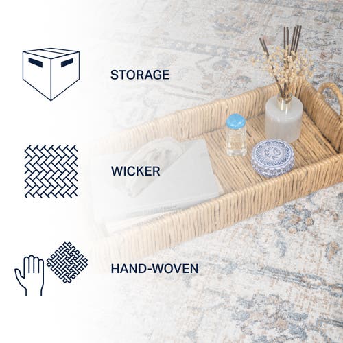 Happimess Anika Traditional Southwestern Hand-woven Abaca Tray With Handles In Natural