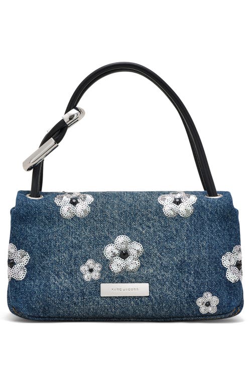 MARC JACOBS MARC JACOBS THE MINI DUAL SEQUIN DAISY DENIM TOP HANDLE BAG 