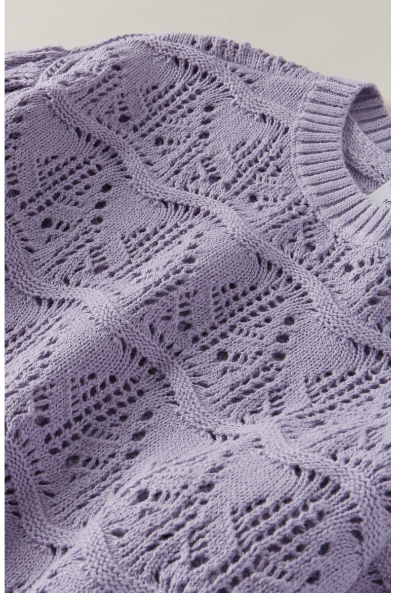Kids' Pointelle Sweater, Alternate, color, PURPLE HEIRLOOM