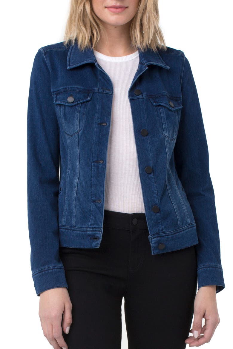 Liverpool Knit Denim Jacket, Main, color, DARK AMERICANA