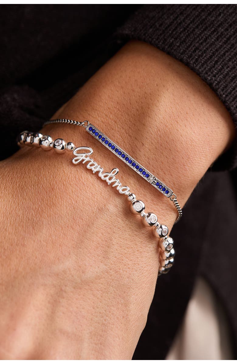 Alex and Ani Grandma Elongated Crystal Stretch Bracelet, Alternate, color, Silver