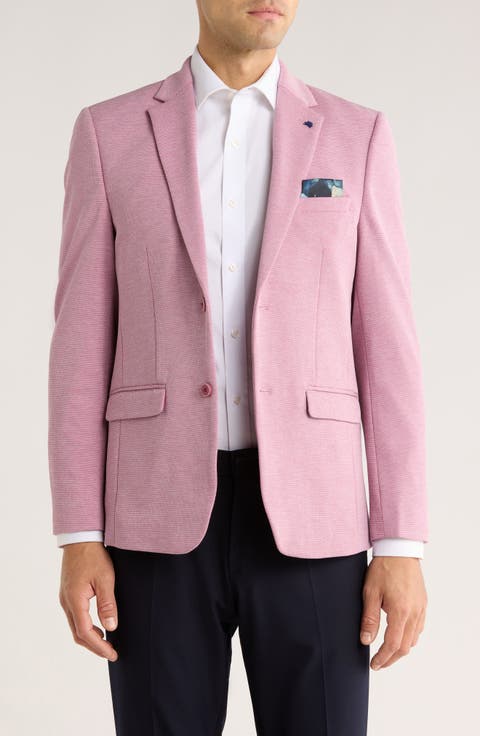 Textured Notch Lapel Double Button Blazer
