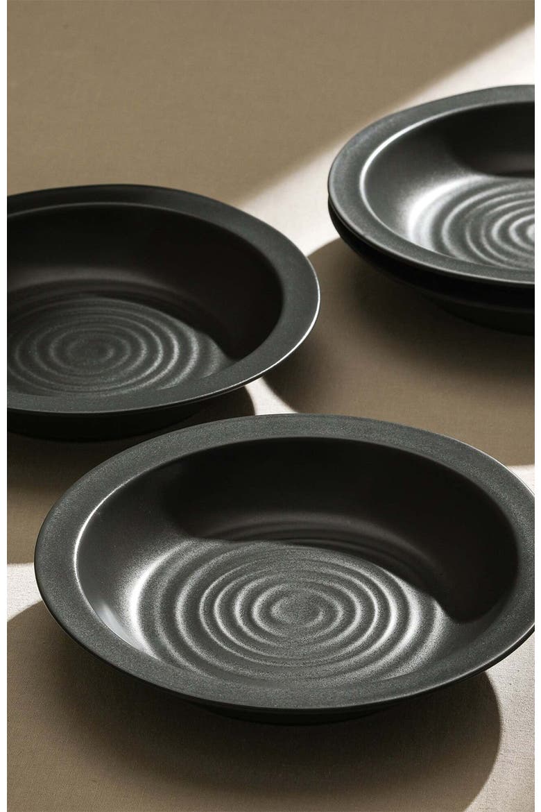 Orbit Stoneware 24-Piece Dinnerware Set with Pasta Bowls, Alternate, color, Charcoal 12 Piece Set