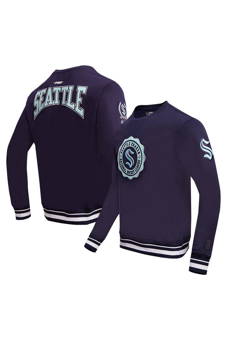 Men's Pro Standard Deep Sea Blue Seattle Kraken Crest Emblem Pullover Sweatshirt, Main, color, Navy