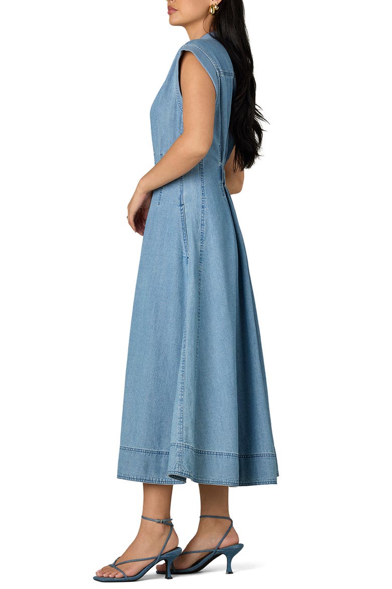 Pleated Denim Midi Dress, Alternate, color, LIGHT BLUE