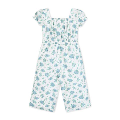 Girls' Linen Puff Sleeve Jumpsuit, Toddler