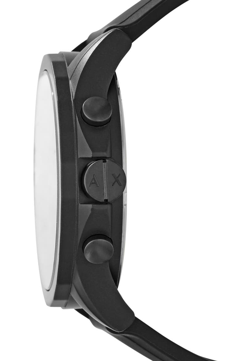 Chronograph Silicone Strap Watch, 44mm, Alternate, color, BLACK