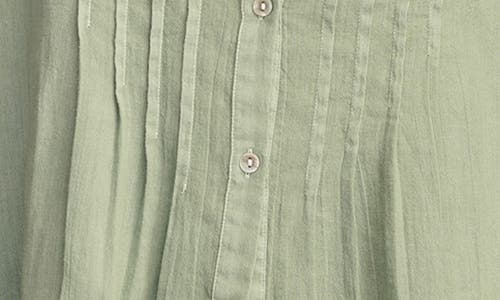 Lucky Brand Pintuck Cotton Peasant Blouse In Chinois Green