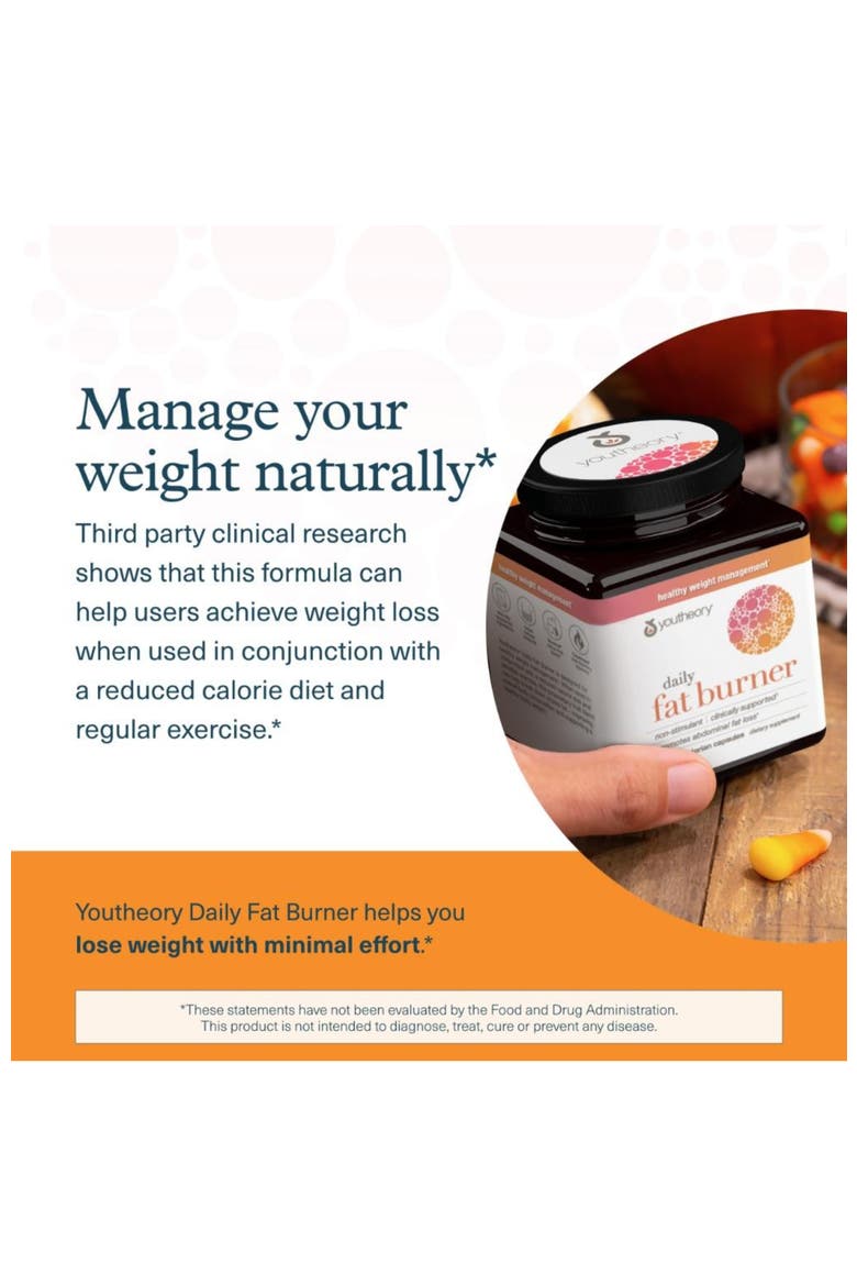 Daily Fat Burner Metabolism Support Supplement 60 Vegetarian Capsules, Alternate, color, None
