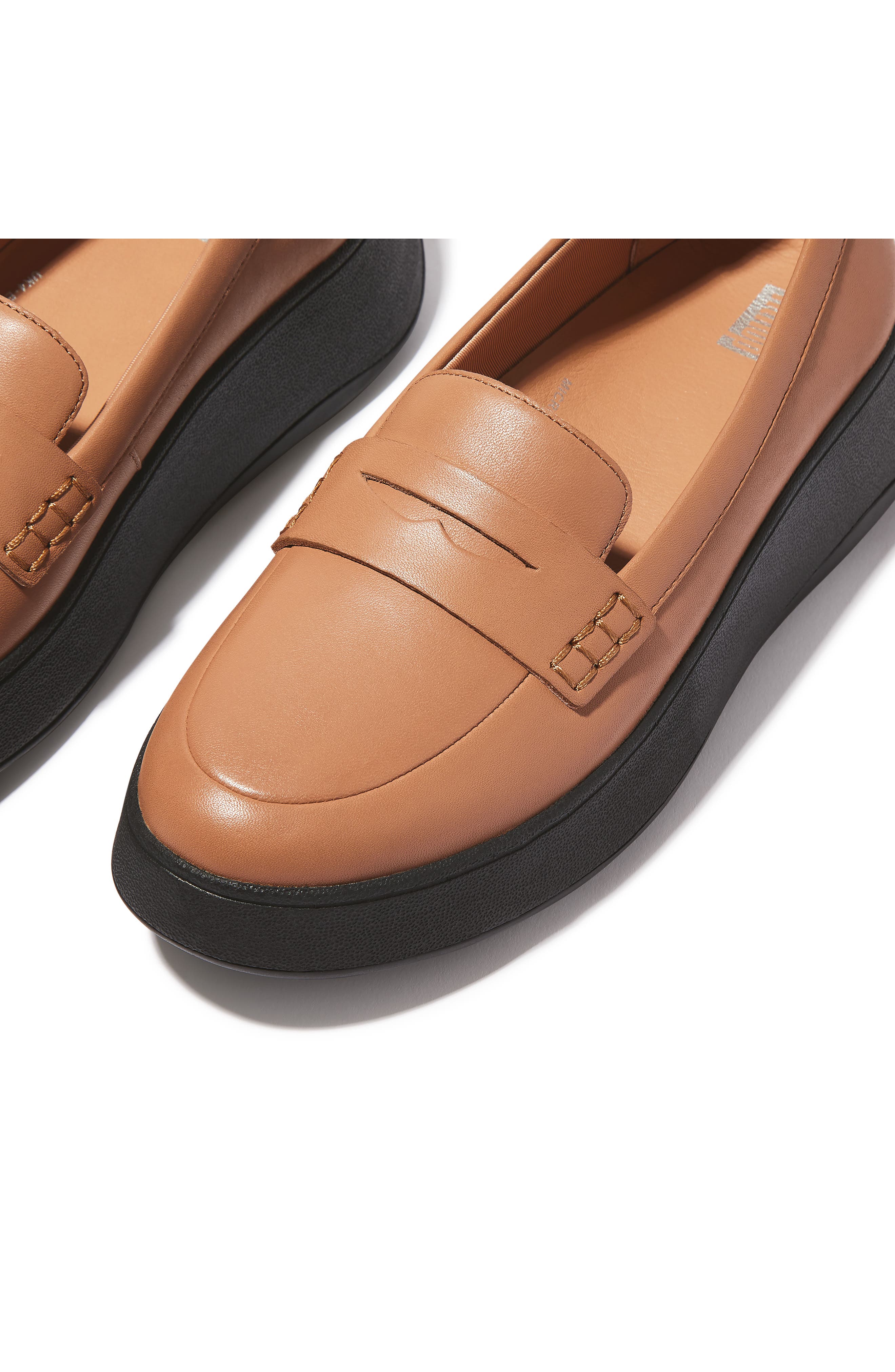 F-Mode Leather Flatform Penny Loafer, Alternate, color, LATTE TAN