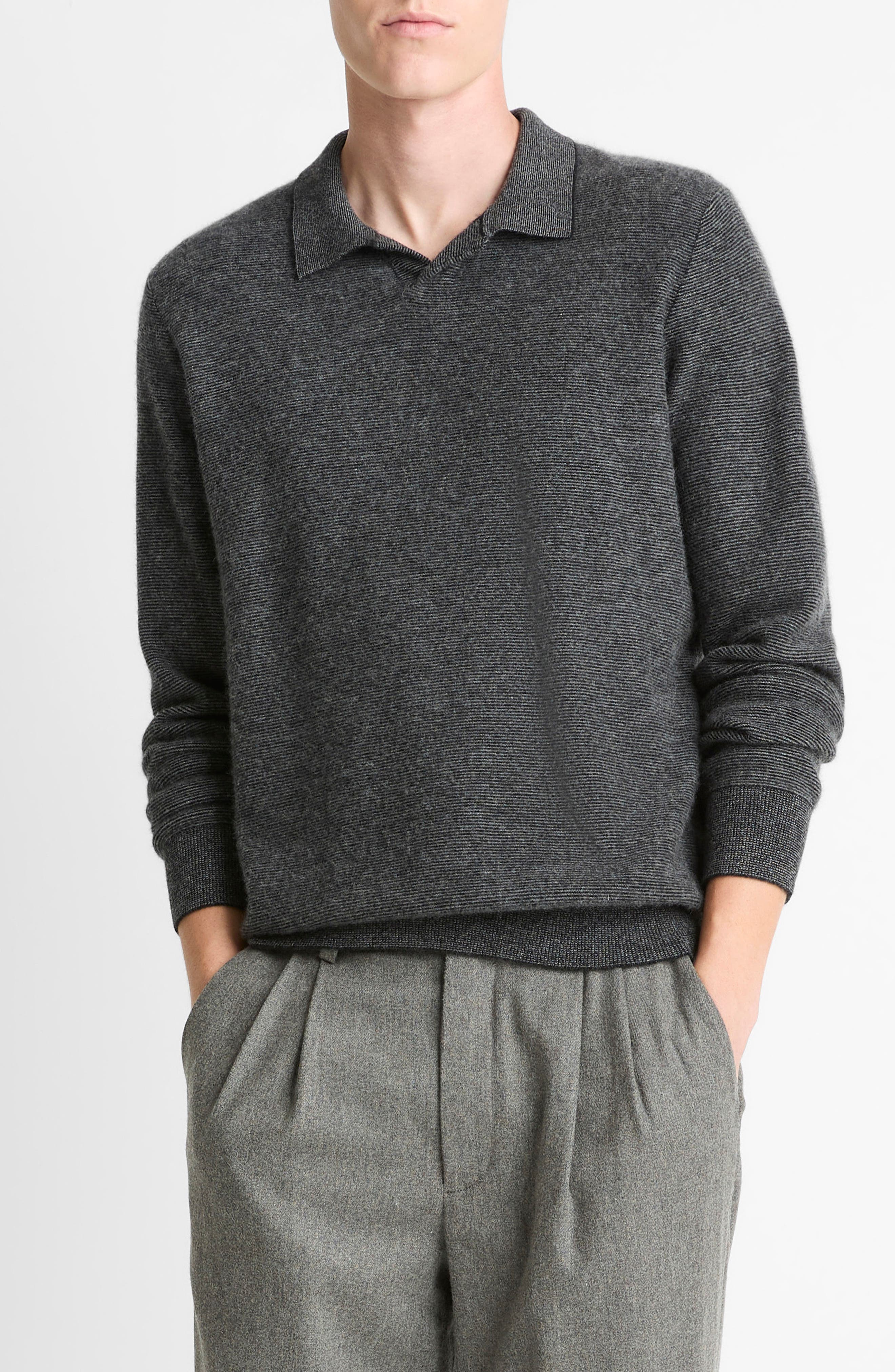 Vince Boiled Cashmere Johnny Collar Sweater
