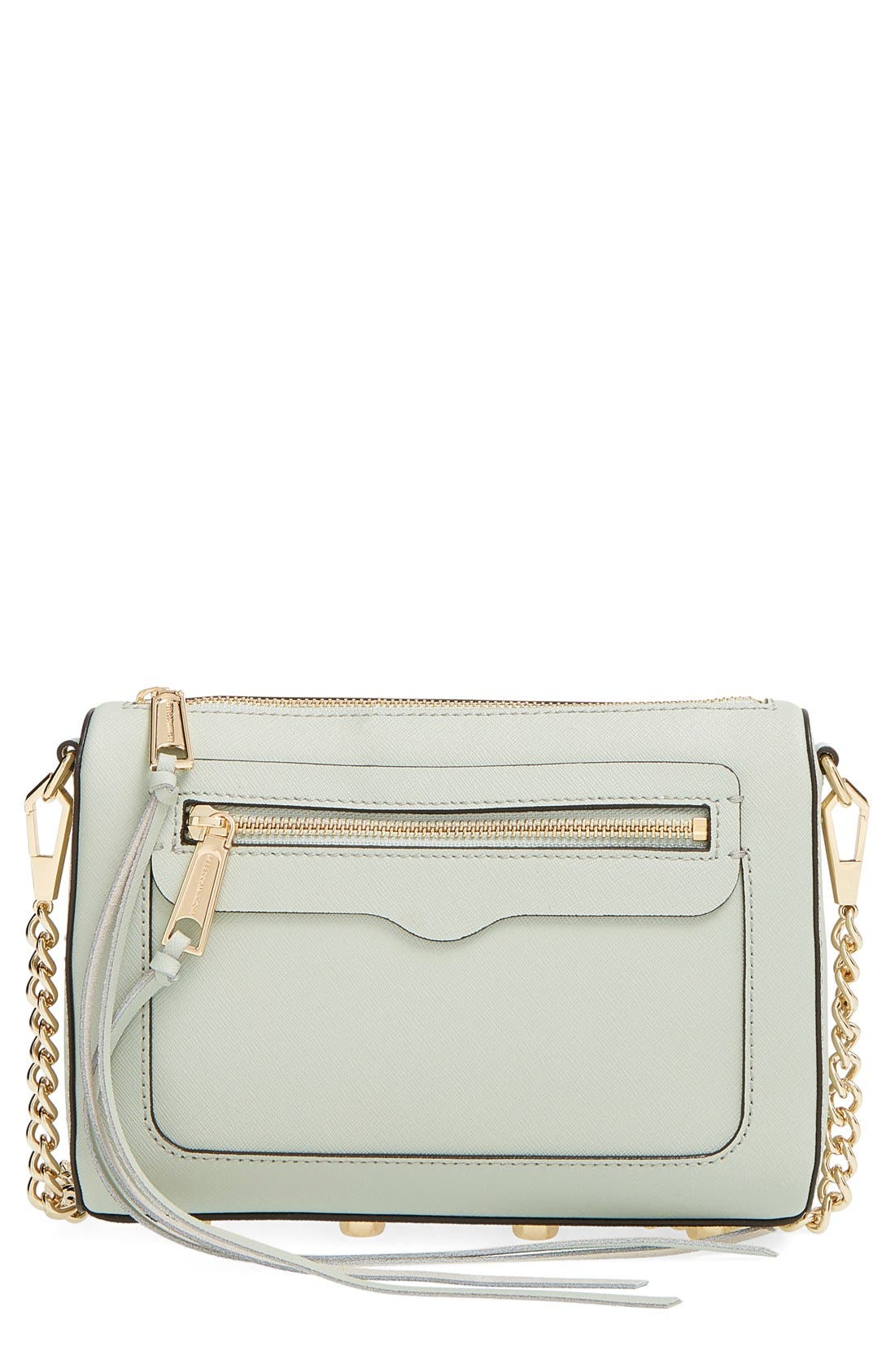 'Avery' Crossbody Bag, Main, color, PALE SAGE/ LIGHT GOLD