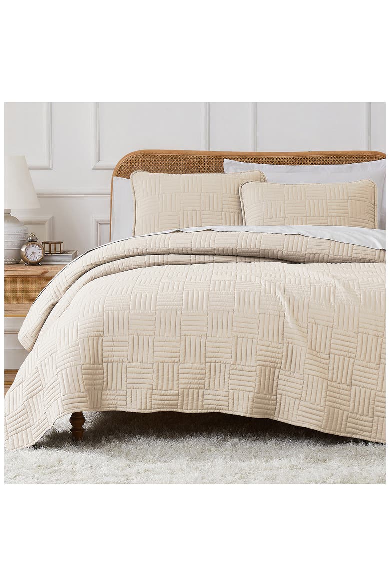 Grid Oversized Quilt Set, Main, color, TAUPE