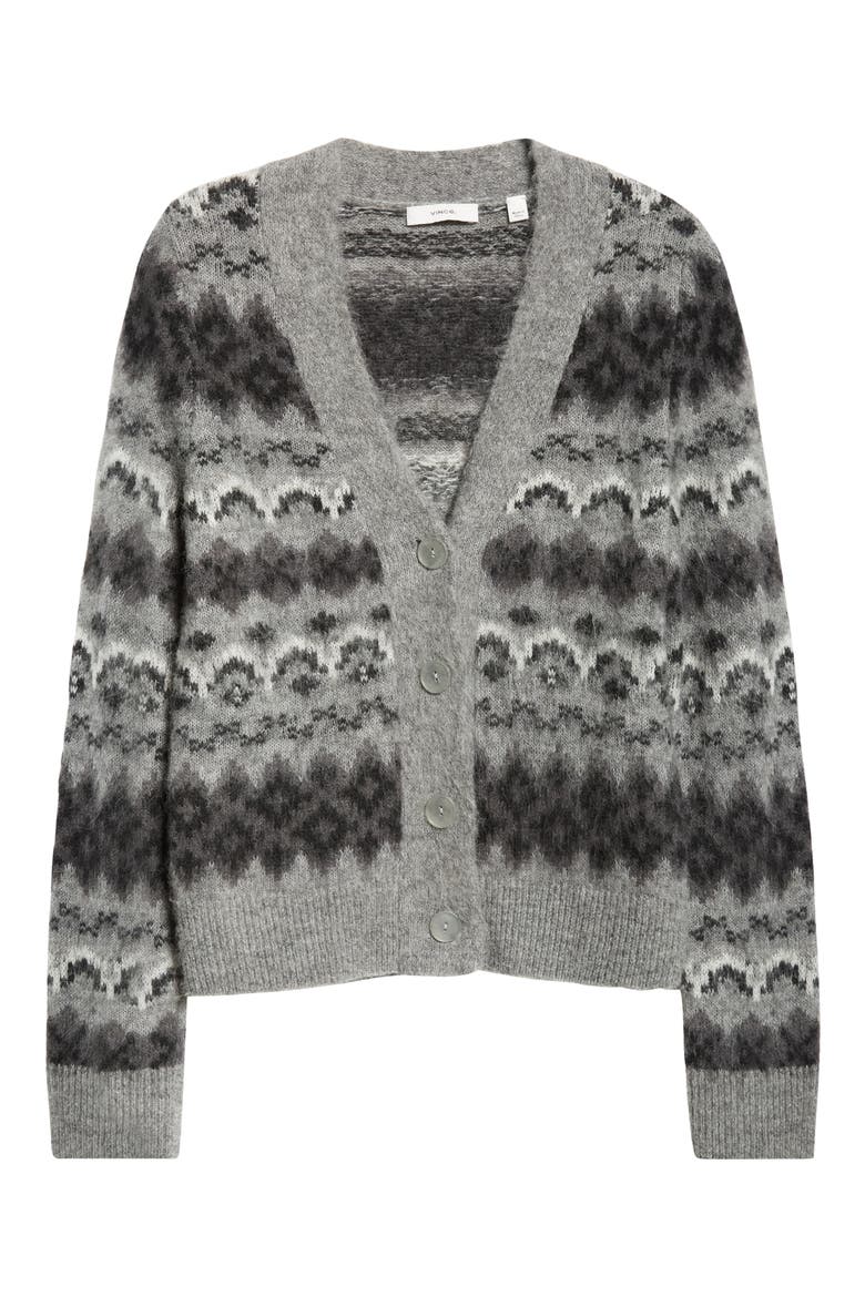 Fair Isle Alpaca Blend V-Neck Cardigan, Alternate, color, GREY COMBO