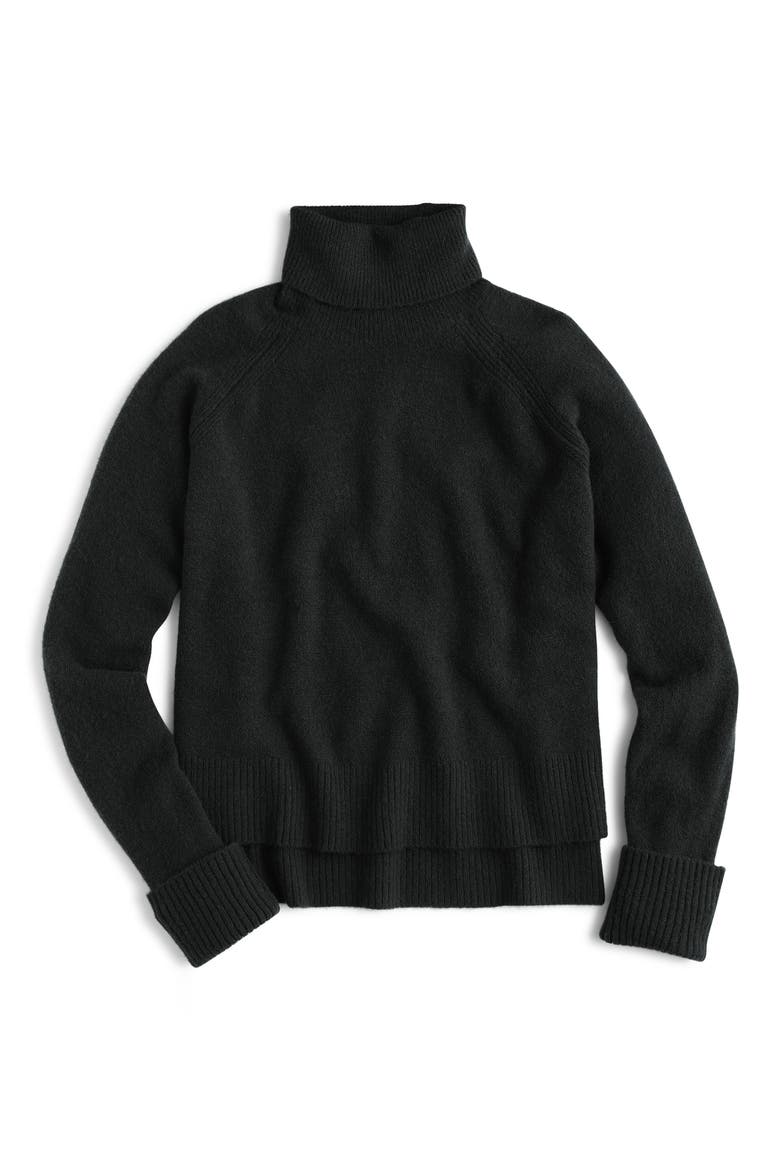 Side Slit Supersoft Turtleneck Sweater, Main, color, BLACK