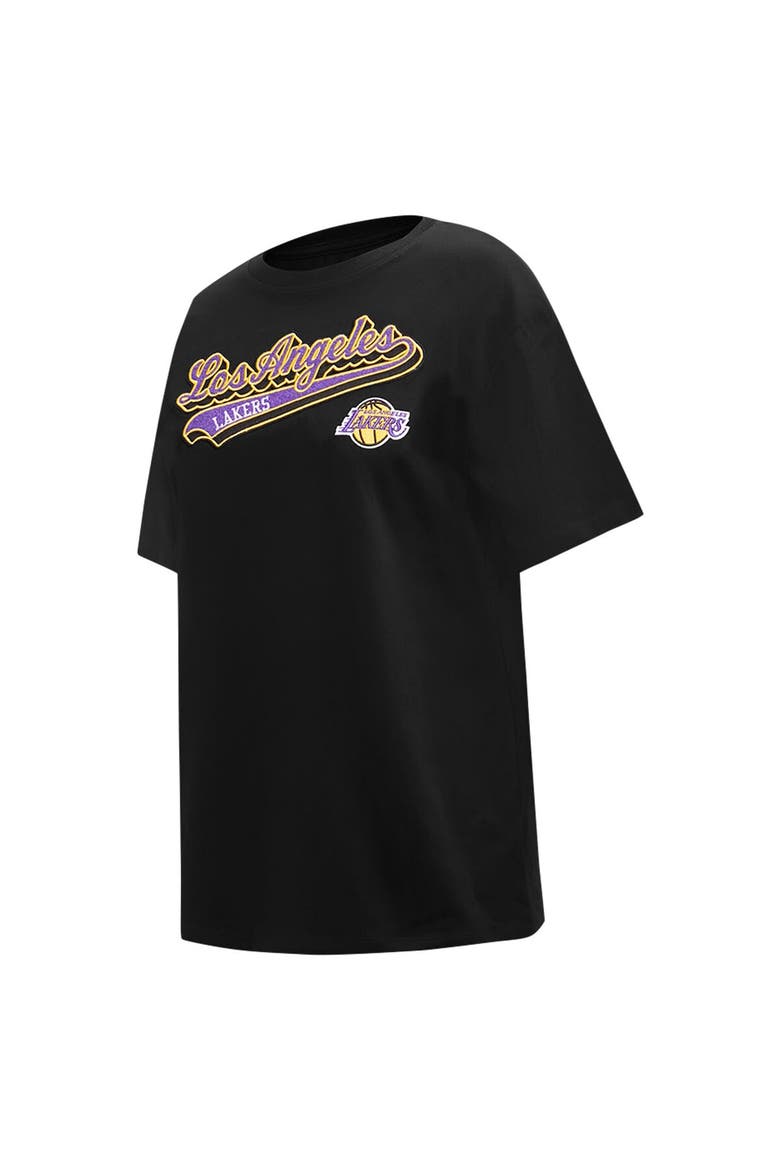 Women's Pro Standard Black Los Angeles Lakers Script Boyfriend T-Shirt, Alternate, color, Black