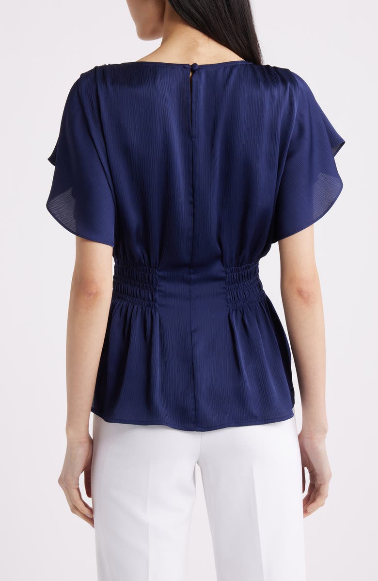 Anne Klein Flutter Sleeve Smocked Waist Top, Alternate, color, 